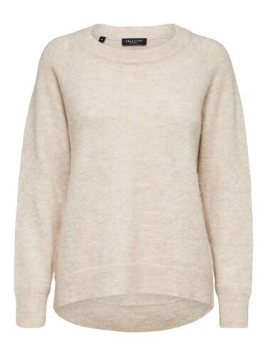 Damen SELECTED Feinstrick Wollpullover Rundhals Strickpullover SLFLULU 