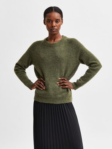Damen SELECTED Feinstrick Wollpullover Rundhals Strickpullover SLFLULU 