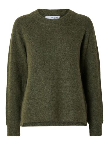 Damen SELECTED Feinstrick Wollpullover Rundhals Strickpullover SLFLULU 