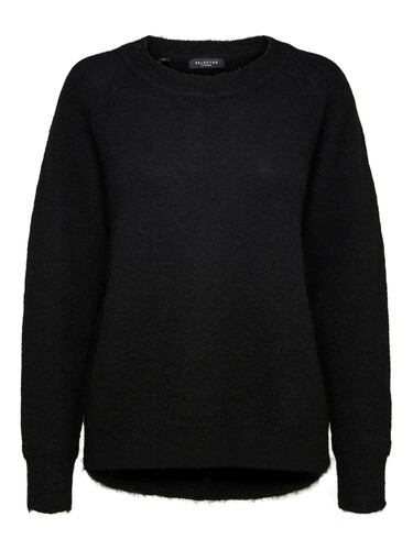 Damen SELECTED Feinstrick Wollpullover Rundhals Strickpullover SLFLULU 