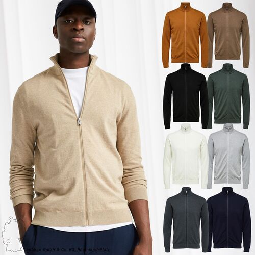 Selected Homme Herren SELECTED Strickjacke Einfarbiger Cardigan Basic Zip Sweatshirt