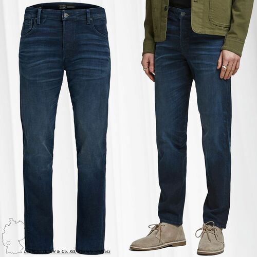 Jack & Jones Comfort Fit Jeans MIKE RON JOS Mid Waist Tapered Denim Stone Washed