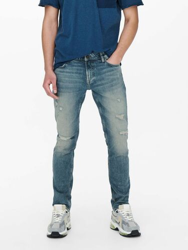 Slim Fit Jeans Destroyed Denim Hose ONSLOOM Stretch Tapered Trousers 