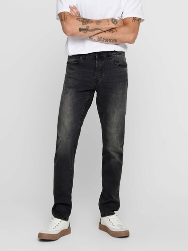 Slim Fit Jeans Basic Denim Hose ONSLOOM Tapered Trousers Stoned Washed 