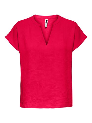 Einfarbige Kurzarm Bluse Basic V-Ausschnitt Shirt Oberteil JDYLION 