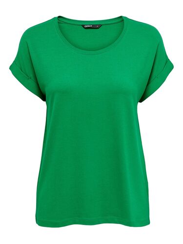 Basic T-Shirt Einfarbig Rundhals Ausschnitt Kurzarm Top Oberteil 