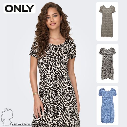 Lockeres Shirtkleid Mini Basic Kurzarm Dress R�cken Schn�rung ONLBERA