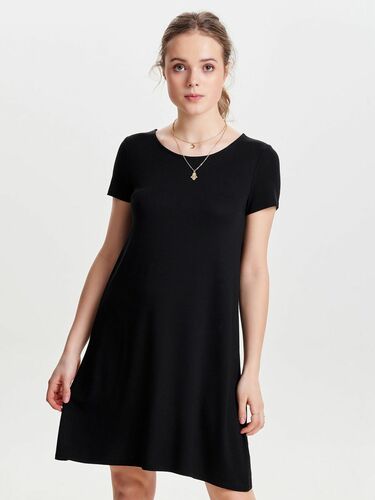 Lockeres Shirtkleid Mini Basic Kurzarm Dress R�cken Schn�rung ONLBERA 