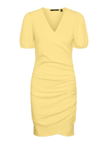 Blusen Kleid Midi Kurzarm Tunika Dress Knielang Gerippt VMELISA 