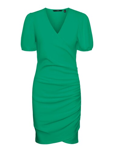 Blusen Kleid Midi Kurzarm Tunika Dress Knielang Gerippt VMELISA 