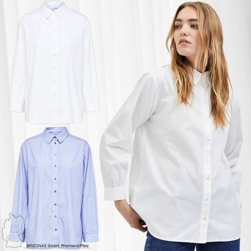 Basic Hemd Bluse Langarm Business Shirt aus Baumwolle SLFREKA