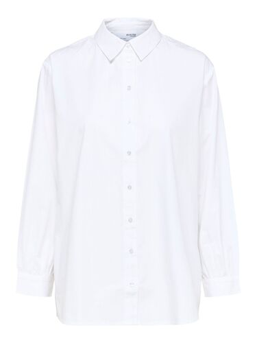 Basic Hemd Bluse Langarm Business Shirt aus Baumwolle SLFREKA 
