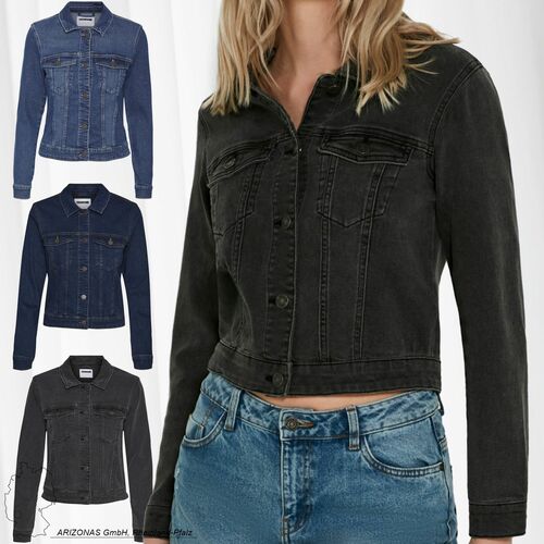 Kurze Jeansjacke Basic Denim �bergangsjacke Stoned Washed Jacket NMDEBRA