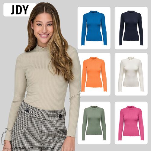 D�nnes Langarm Shirt Basic Stretch Rundhals Stehkragen Longsleeve