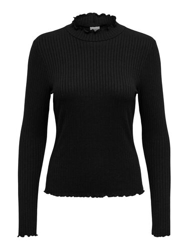 D�nnes Langarm Shirt Basic Stretch Rundhals Stehkragen Longsleeve 