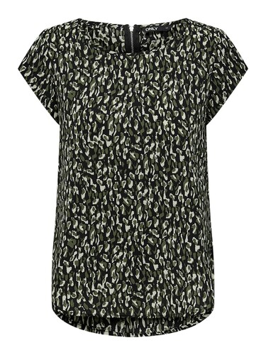 Print Kurzarm Bluse Basic Rundhals Blouse Shirt Oberteil ONLVIC 