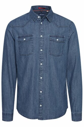 Langarm Jeans Hemd Langarm Regular Fit Freizeit Shirt Baumwolle BHANTES 