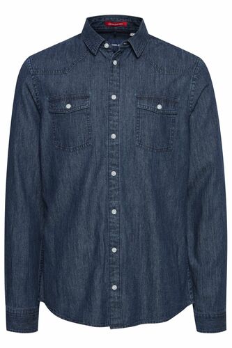 Langarm Jeans Hemd Langarm Regular Fit Freizeit Shirt Baumwolle BHANTES 