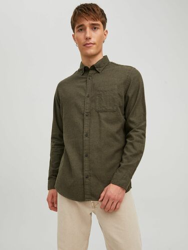 Jack & Jones Twill Hemd Shacket Basic Freizeit Langarm Shirt Einfarbig JJECLASSIC 