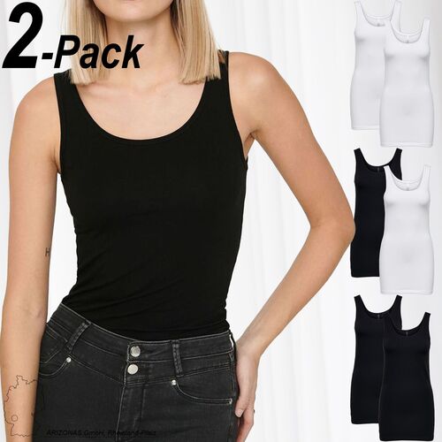 Langes Tank Top 2-er St�ck Pack �rmelloses Shirt Basic Set ONLLIVE