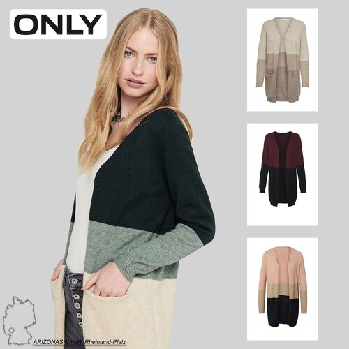 Lange Strickjacke mit Taschen Knitted Cardigan Langarm Basic ONLQUEEN