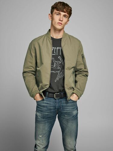 Jack & Jones Leichte Bomber Jacke Basic �bergangs Blouson Stretch ohne Kapuze JJERUSH 