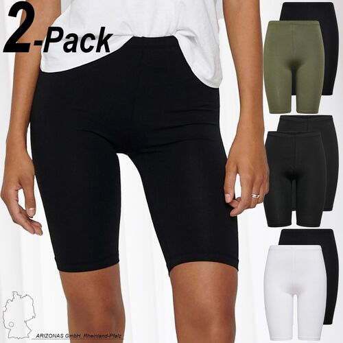 Damen Mini Shorts Leggins 2-er St�ck Pack Fitness Radler Unterrock Pants