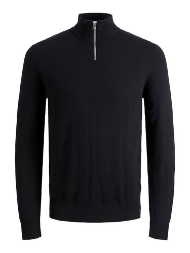 Jack & Jones D�nner Strickpullover Stehkragen Sweater mit Zip Langarm Basic JJEEMIL 