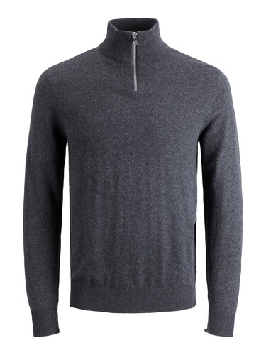 Jack & Jones D�nner Strickpullover Stehkragen Sweater mit Zip Langarm Basic JJEEMIL 
