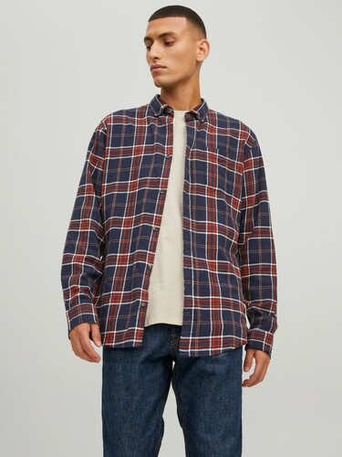 Jack & Jones Kariertes Hemd Basic Flanell Langarm Freizeit Shirt JJECLASSIC 
