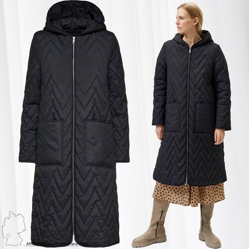 Lange Steppjacke Leicht Wattierter �bergangsmantel mit Kapuze SLFNORA