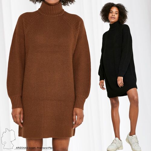 Langarm Strickkleid Mini Pullover Dress Stehkragen Shirt NMTIMMY