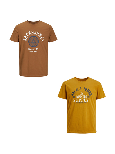 Jack & Jones Logo T-Shirt 2-er St�ck Pack Rundhals Shirt Kurzarm Set JJELOGO 