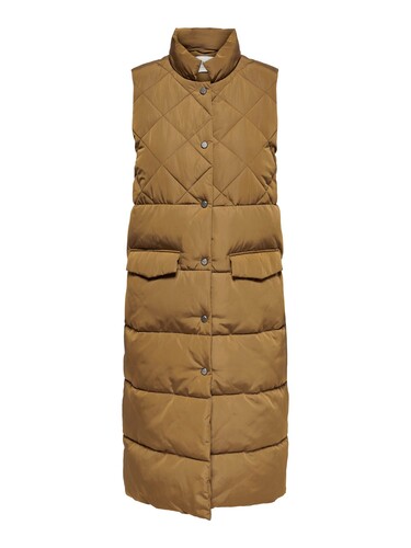 Lange Puffer Weste Wattierte Stepp Jacke ohne �rmel und Kapuze ONLSTACY 