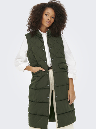 Lange Puffer Weste Wattierte Stepp Jacke ohne �rmel und Kapuze ONLSTACY 