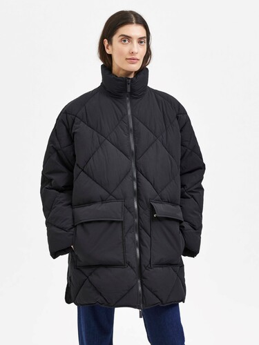 Oversized Puffer Jacke Wattierter Stepp Mantel ohne Kapuze SLFHEIDI 