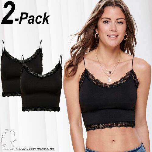 Cropped Spitzen Top 2-er St�ck Pack Kurzes Basic Shirt Set ONLVICKY