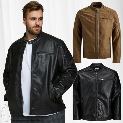 Jack & Jones Kunstleder Jacke Plus Size Biker �bergangs Blouson �bergr��e JJEROCKY