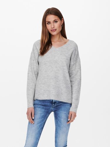 Warmer Strickpullover Stretch Sweater V-Ausschnitt Langarm ONLDANIELLA 