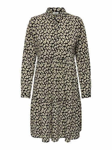 Kurzes Langarm Kleid Gemustert Tunika Falten Bluse R�schen Hemd JDYPIPER 