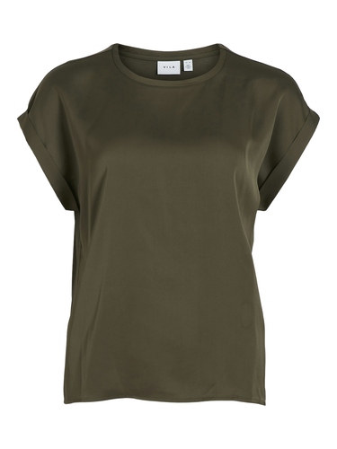 Satin Blusen T-Shirt Kurzarm Basic Gl�nzendes Oberteil VIELLETTE 