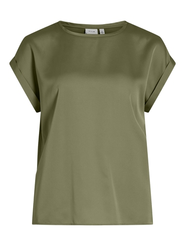Satin Blusen T-Shirt Kurzarm Basic Gl�nzendes Oberteil VIELLETTE 