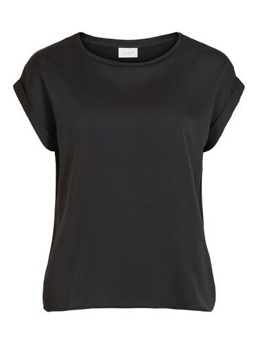 Satin Blusen T-Shirt Kurzarm Basic Gl�nzendes Oberteil VIELLETTE 