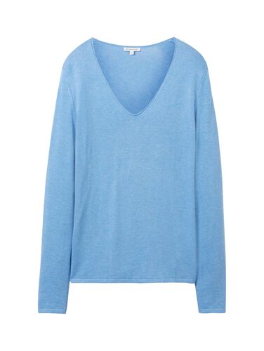 Tom Tailor D�nner Strickpullover Knitted Basic Stretch Sweater Langarm V-Neck 