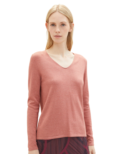 Tom Tailor D�nner Strickpullover Knitted Basic Stretch Sweater Langarm V-Neck 