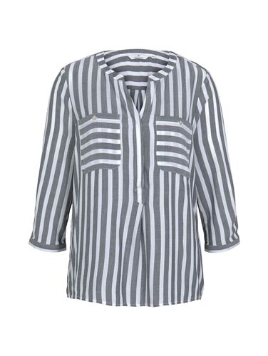 Tom Tailor Gestreifte 3/4 Arm Bluse V-Ausschnitt Business Tunika Top NEU 