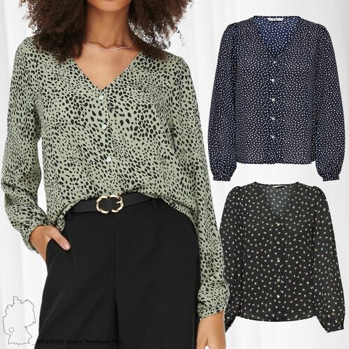 Langarm Bluse Print Muster V-Neck Business Tunika Top ONLSONJA
