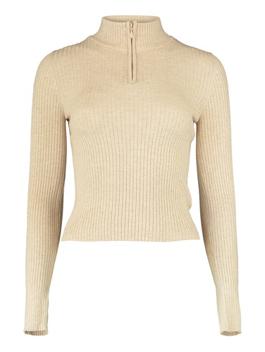 | Damen Langarm Shirts Knitted Half-Zip Shirt Basic Feinstrick FLORA & HAILYS direkt Stehkragen Dünner bestellen Pullover Oberteile Sweater