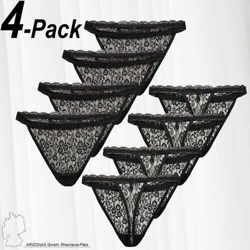 Spitzen Slips 4-er Pack String Unterhosen Brazilian Tanga ONLCAROLINE