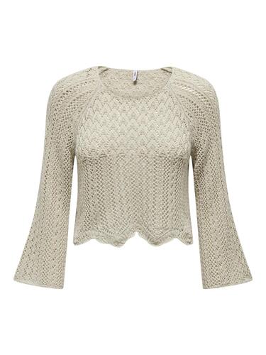 Eleganter Strickpullover Cropped 3/4 Arm Shirt Pointelle Sweater ONLNOLA 